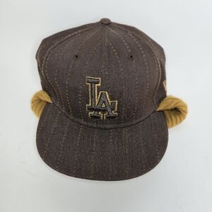 New Era 59Fifty LA Dodgers Brown Ball Cap With Knitted Bottom Size 7 5/8